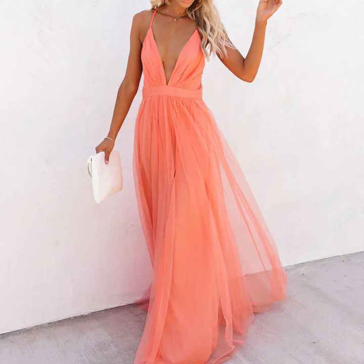 Helena | Lumière Coral Maxi Dress