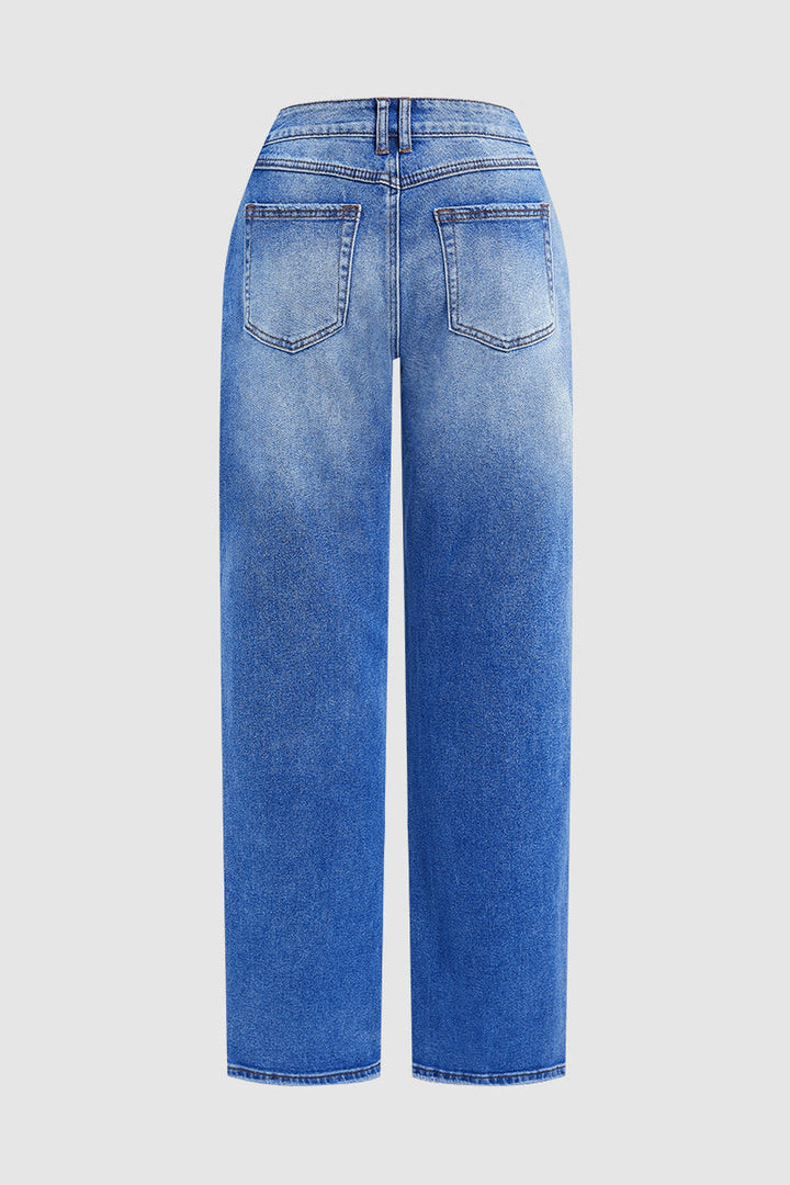 Denvara | Straight Leg Mid Rise Jeans