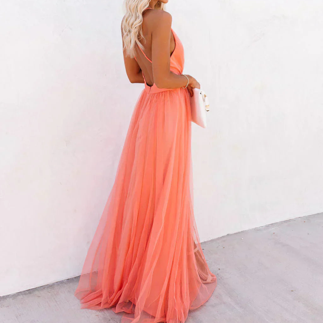 Helena | Lumière Coral Maxi Dress