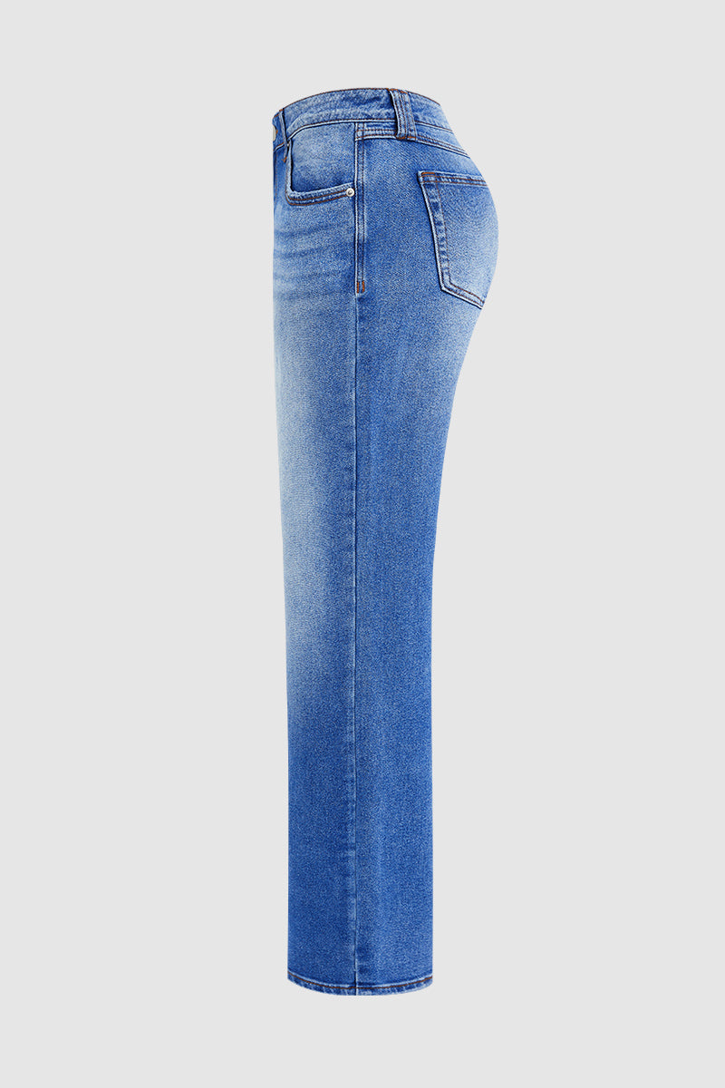 Denvara | Straight Leg Mid Rise Jeans