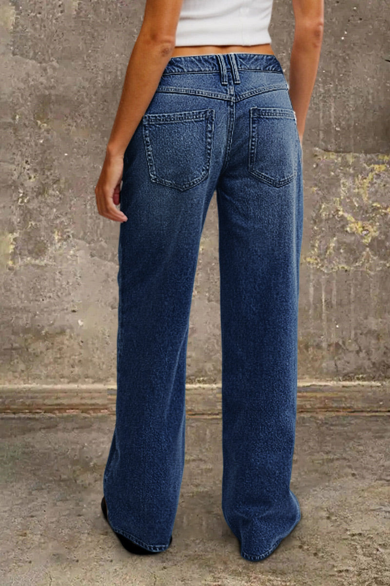 Denvara | Straight Leg Mid Rise Jeans