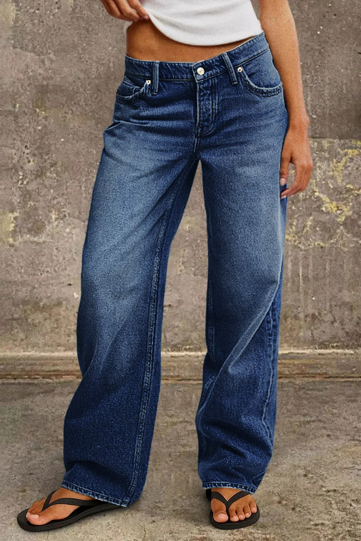Denvara | Straight Leg Mid Rise Jeans