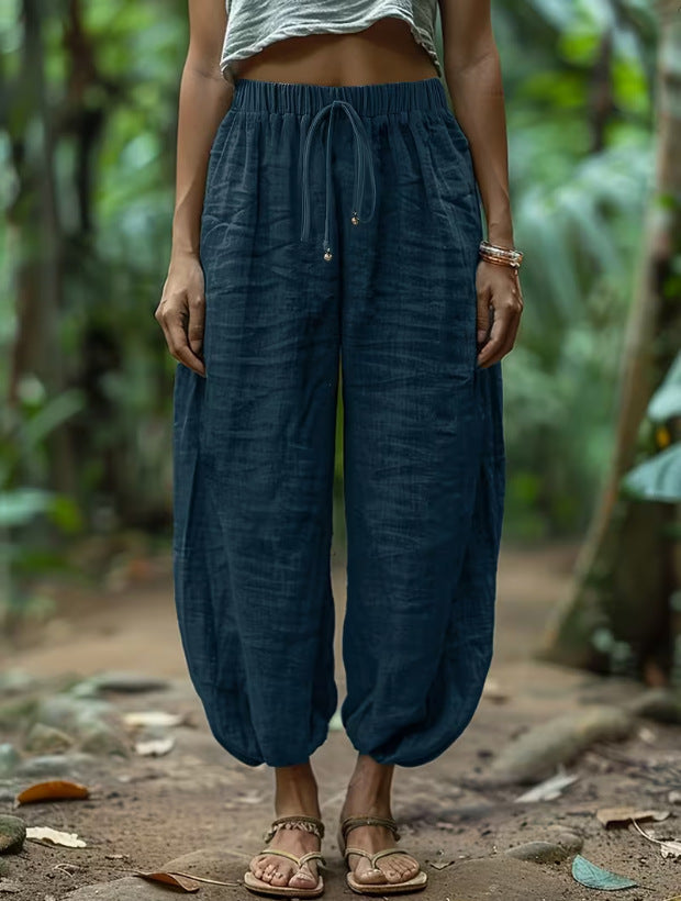 Loose Fit Cotton Drawstring Pants Relaxed Comfort