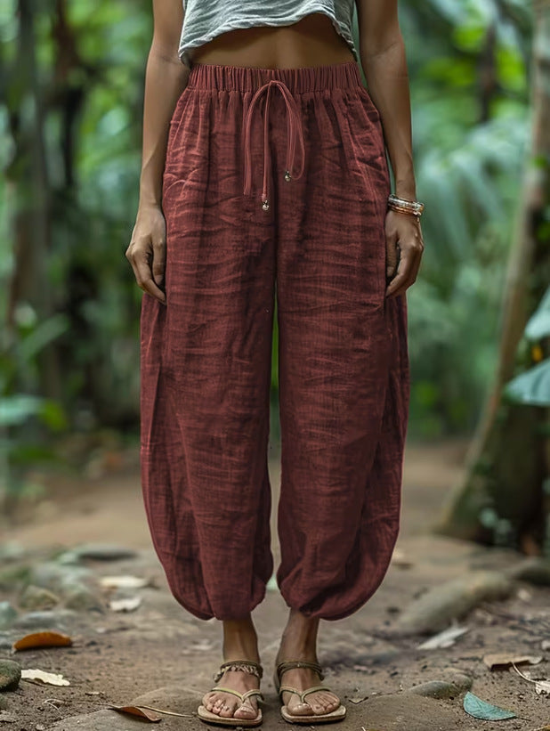Loose Fit Cotton Drawstring Pants Relaxed Comfort
