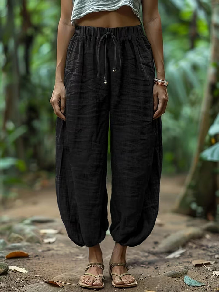 Loose Fit Cotton Drawstring Pants Relaxed Comfort