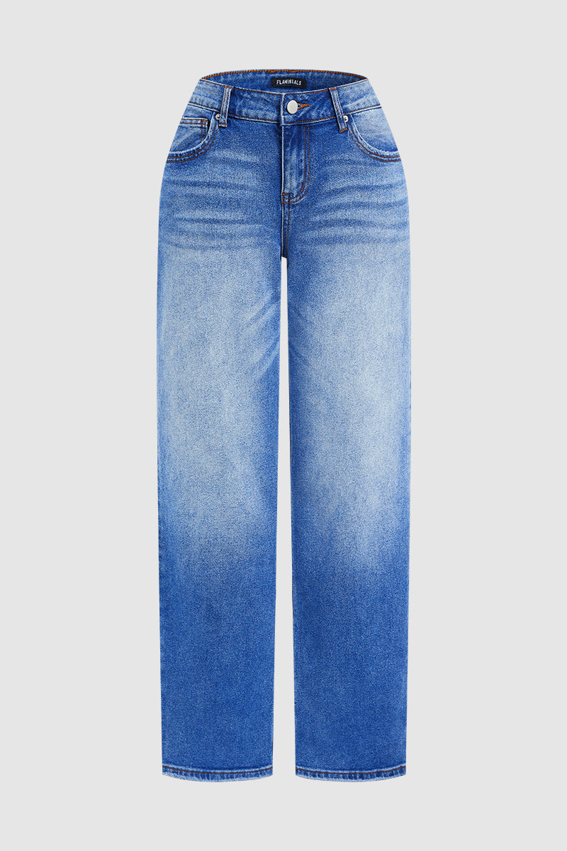 Denvara | Straight Leg Mid Rise Jeans